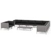 vidaXL 11-tlg. Garten-Lounge-Set mit Kissen Poly Rattan Dunkelgrau