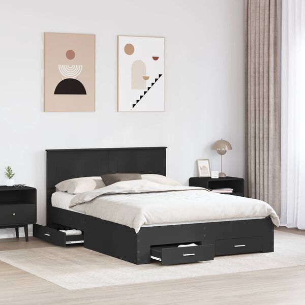 vidaXL Bettrahmen Schwarz und Silber 150 x 200 cm Holzwerkstoff