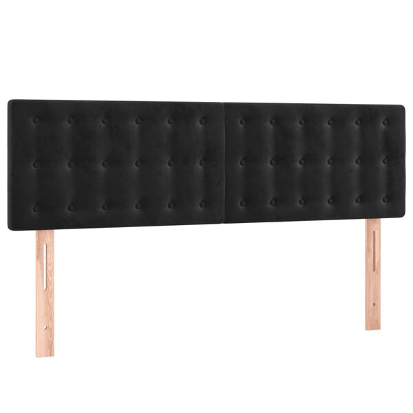 vidaXL LED Kopfteil Schwarz 144x5x78/88 cm Samt