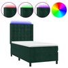 vidaXL Boxspringbett mit Matratze & LED Dunkelgr&uuml;n 90x200 cm Samt