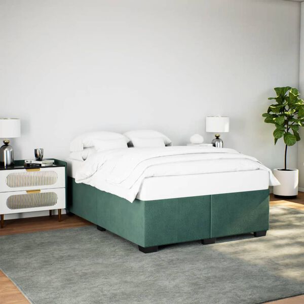 vidaXL Bettgestell ohne Matratze Dunkelgr&uuml;n 160x200 cm Samt