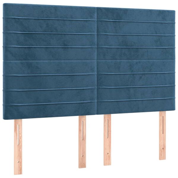 vidaXL LED Kopfteil Dunkelblau 144x5x118/128 cm Samt