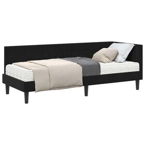 vidaXL Eckbettgestell mit Matratze 2 stk. Schwarz 80 x 200 cm Samt