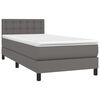 vidaXL Boxspringbett mit Matratze & LED Grau 80x200 cm Kunstleder