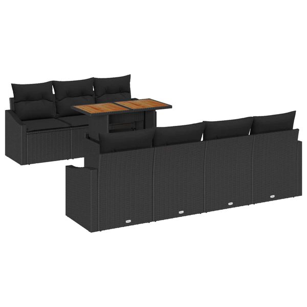 vidaXL Garten Essgruppe mit Kissen 8 pcs Schwarz und Braun