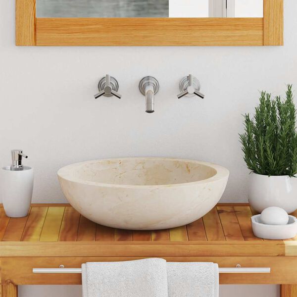 vidaXL Waschbecken 40x12 cm Marmor Creme