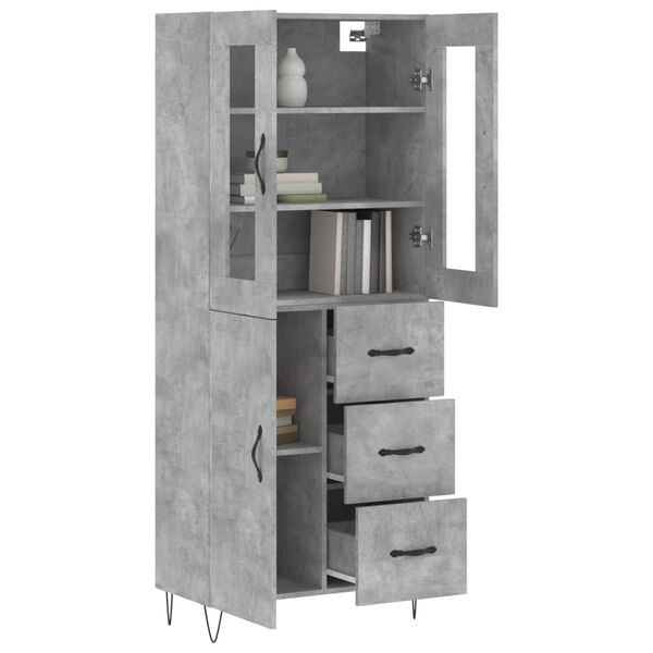 vidaXL Highboard Betongrau 69,5x34x180 cm Holzwerkstoff