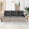 vidaXL Gartensofa-set mit Kissen 3 pcs Hellgrau Poly-Rattan