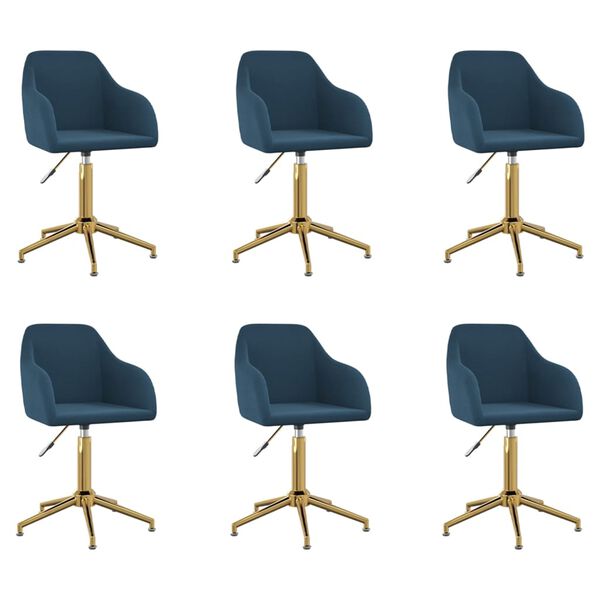 vidaXL Esszimmerst&uuml;hle 6 Stk. Drehbar Blau Samt