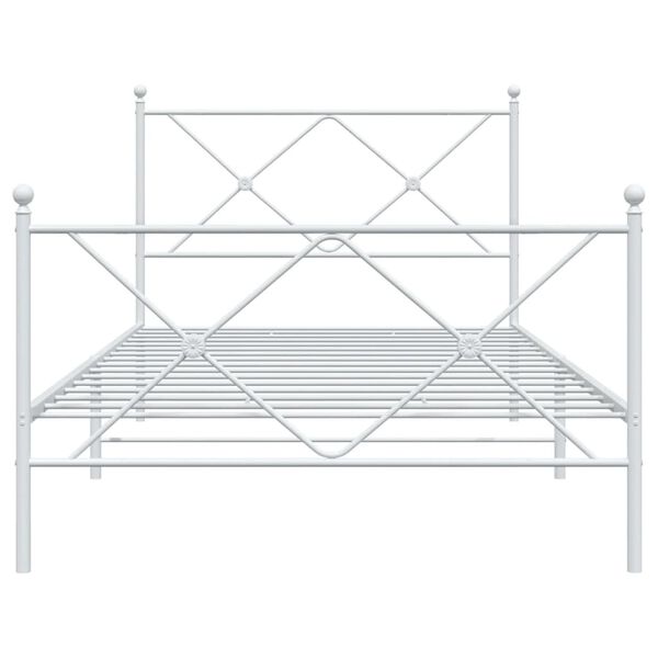 vidaXL Bettgestell mit Kopf- und Fu&szlig;teil Metall Wei&szlig; 107x203 cm