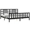 vidaXL Massivholzbett mit Kopfteil Schwarz 200x200 cm