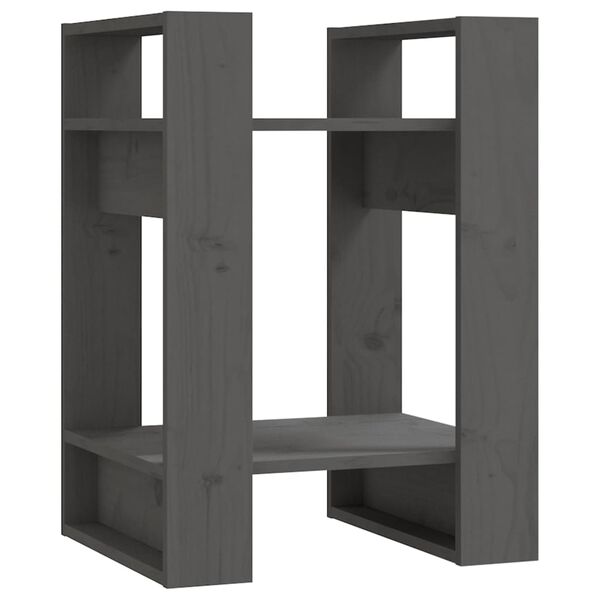 vidaXL B&uuml;cherregal/Raumteiler Grau 41x35x57 cm Massivholz Kiefer