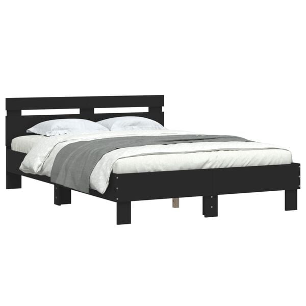 vidaXL Bett mit LED-Beleuchtung ohne Matratze Schwarz 120x200 cm