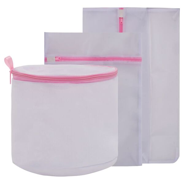 vidaXL 3-tlg. W&auml;schesack-Set Wei&szlig; und Rosa