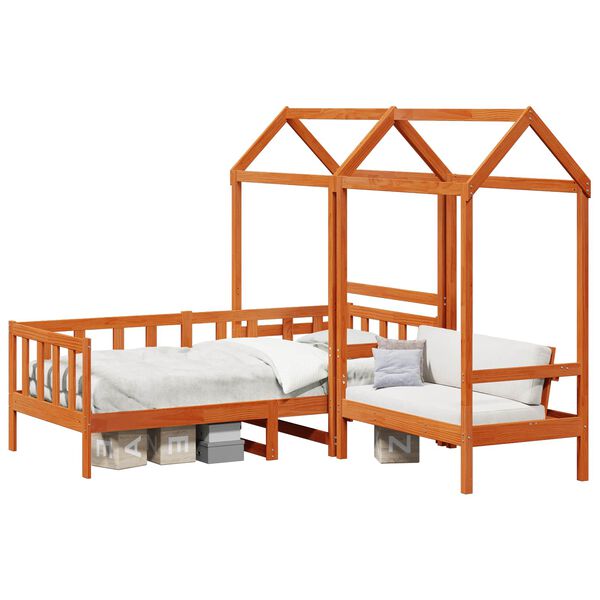 vidaXL Tagesbett Set 3 pcs Wachsbraun Massives Kiefernholz