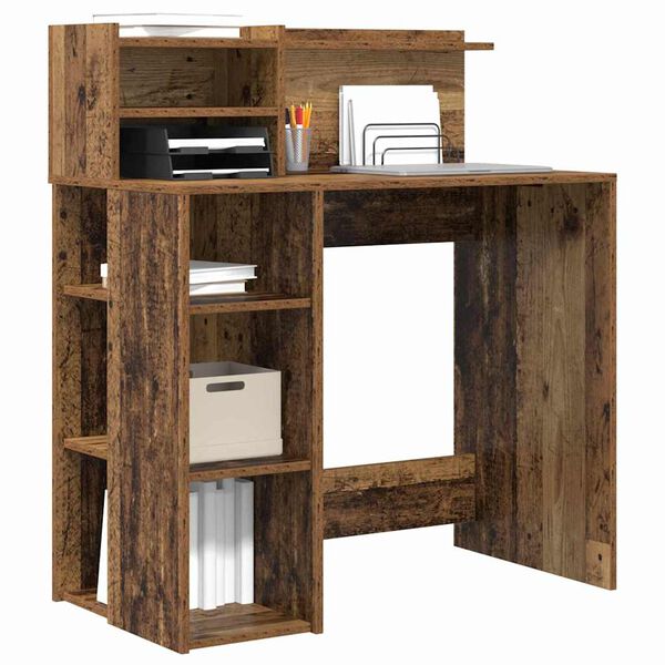 vidaXL Schreibtisch mit Regal Altholz 90 x 48 x 101,5 cm Holzwerkstoff