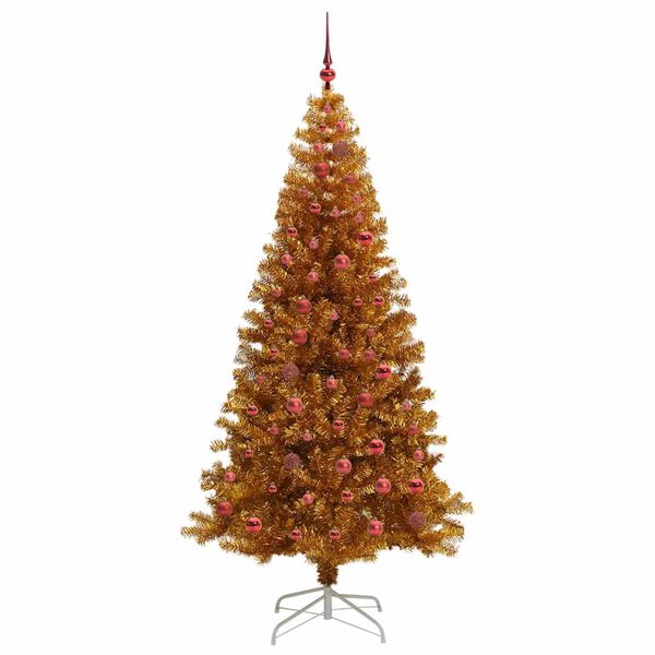 vidaXL Weihnachtsbaum mit 300 LEDs mit St&auml;nder Gold 210 cm PET