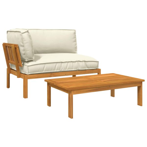 vidaXL Sofa Set mit Kissen Uni 2 pcs Creme Massivholz Akazie