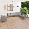 vidaXL 9-tlg. Garten-Lounge-Set Massivholz Kiefer Grau