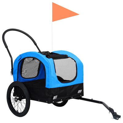 vidaXL 2-in-1 Fahrradanhänger für Hunde und Buggy Blau und Schwarz
