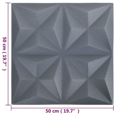 vidaXL 3D-Wandpaneele 24 Stk. 50x50 cm Origami Grau 6 m²