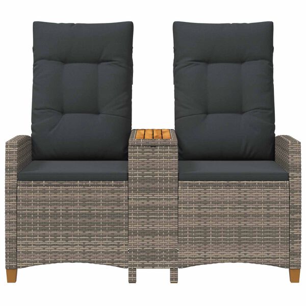 vidaXL Liegebank mit Tisch Grau und Dunkelgrau 126 x 65 x 112 cm