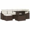 vidaXL Gartensofa-set 7 Stk. Braun und Creme Poly-Rattan