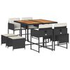 vidaXL 9-tlg. Garten-Essgruppe mit Kissen Schwarz Poly Rattan
