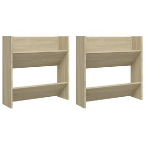 vidaXL Wand-Schuhschr&auml;nke 2 Stk. Sonoma-Eiche 60x18x60cm Holzwerkstoff