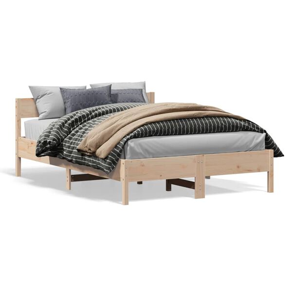 vidaXL Massivholzbett ohne Matratze 135x190 cm Kiefernholz