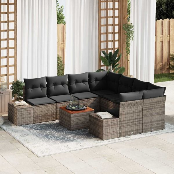 vidaXL Garten-Sofa-Set 9 pcs Grau