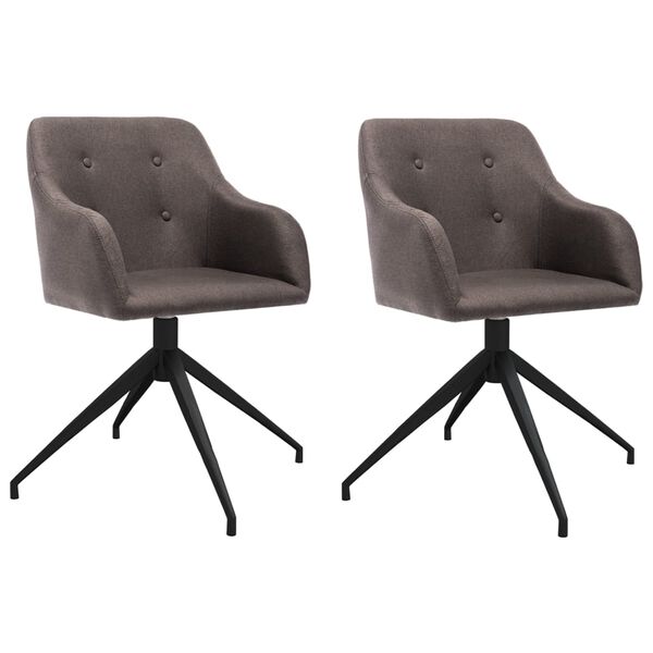 vidaXL Esszimmerst&uuml;hle 2 Stk. Drehbar Taupe Stoff