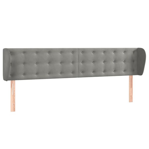vidaXL Kopfteil mit Ohren Hellgrau 203x23x78/88 cm Samt