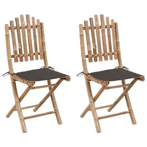 vidaXL Klappbare Gartenst&uuml;hle 2 Stk. mit Kissen Bambus