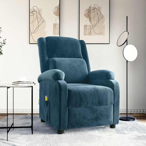 vidaXL Massagesessel Blau Samt