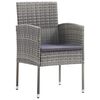 vidaXL Garten Essgruppe mit Kissen 3 pcs Grau Poly-Rattan