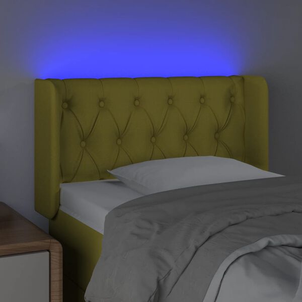 vidaXL LED Kopfteil Gr&uuml;n 83x16x78/88 cm Stoff