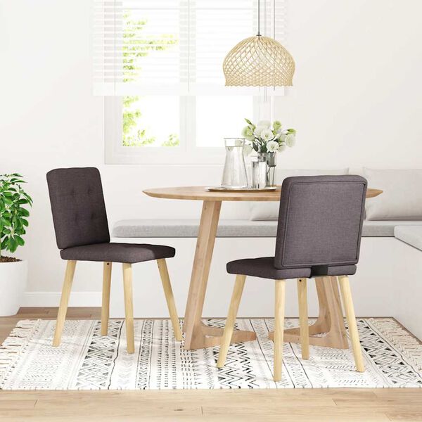 vidaXL Esszimmerst&uuml;hle 2 Stk. Dunkelbraun Stoff