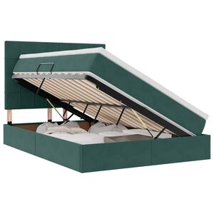 vidaXL LED-Speicherbett mit Matratze Dunkelgr&uuml;n 140 x 200 cm Samt