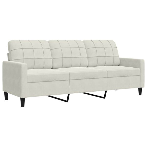 vidaXL 3-tlg. Sofagarnitur mit Kissen und Nackenrollen Creme Samt