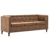 vidaXL Chesterfield-Sofa 3-Sitzer Stoffpolsterung Braun Wildlederoptik