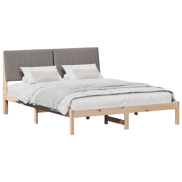 vidaXL Bettrahmen mit Kopfteil Braun 160 x 200 cm Massives Kiefernholz