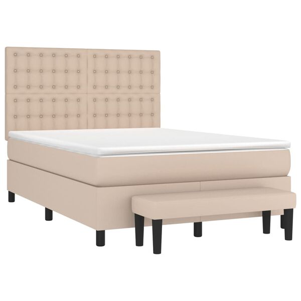vidaXL Boxspringbett Matratze Cappuccino-Braun 140x200cm Kunstleder