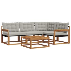 vidaXL Outdoor-Sofagarnitur mit Kissen 5 pcs Nat&uuml;rlich und Hellgrau