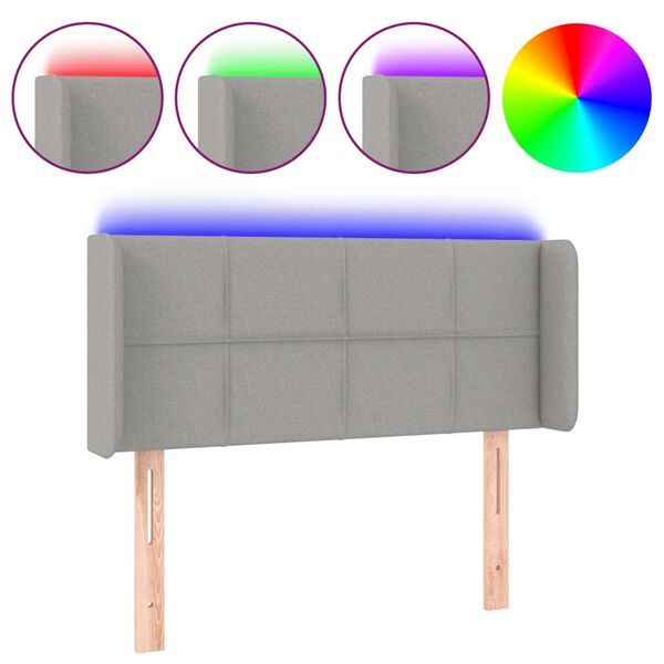 vidaXL LED Kopfteil Hellgrau 103x16x78/88 cm Stoff