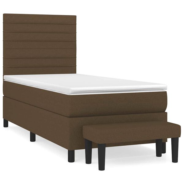 vidaXL Boxspringbett mit Matratze Dunkelbraun 90x200 cm Stoff