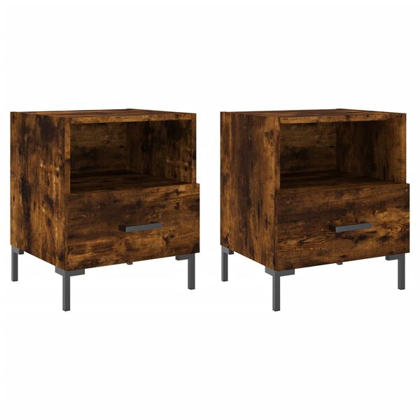 vidaXL Nachttische 2 Stk. R&auml;uchereiche 40x35x47,5 cm Holzwerkstoff