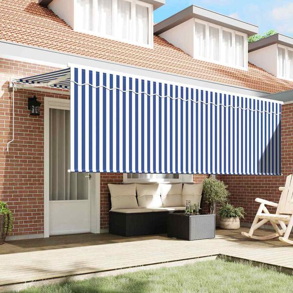 vidaXL Einziehbare Markise Blau und Wei&szlig; 400 x 200 cm