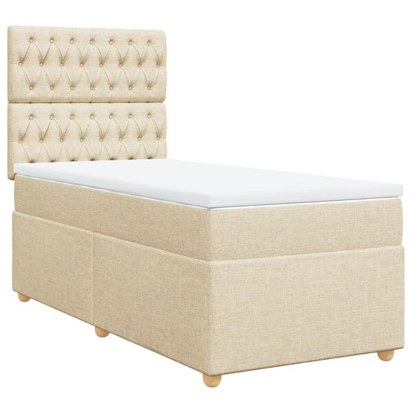 vidaXL Boxspringbett mit Matratze Creme 90x200 cm Stoff