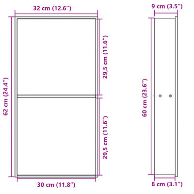 vidaXL Duschnische Mattschwarz 32x62x9 cm Edelstahl